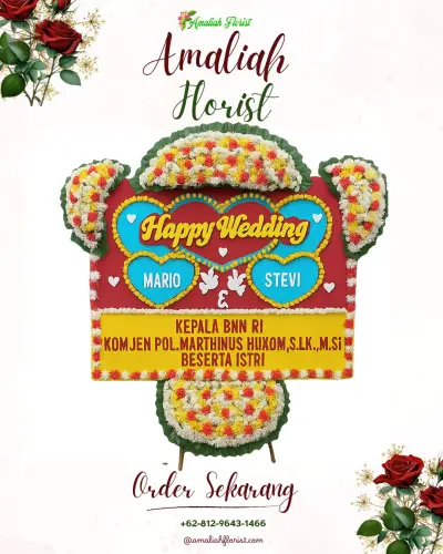 Karangan Papan Bunga Pernikahan di Keningar